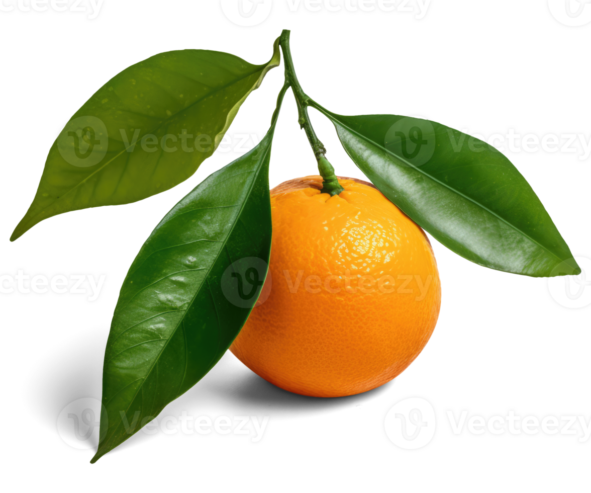 orange frukt med löv transparent bakgrund generativ ai png