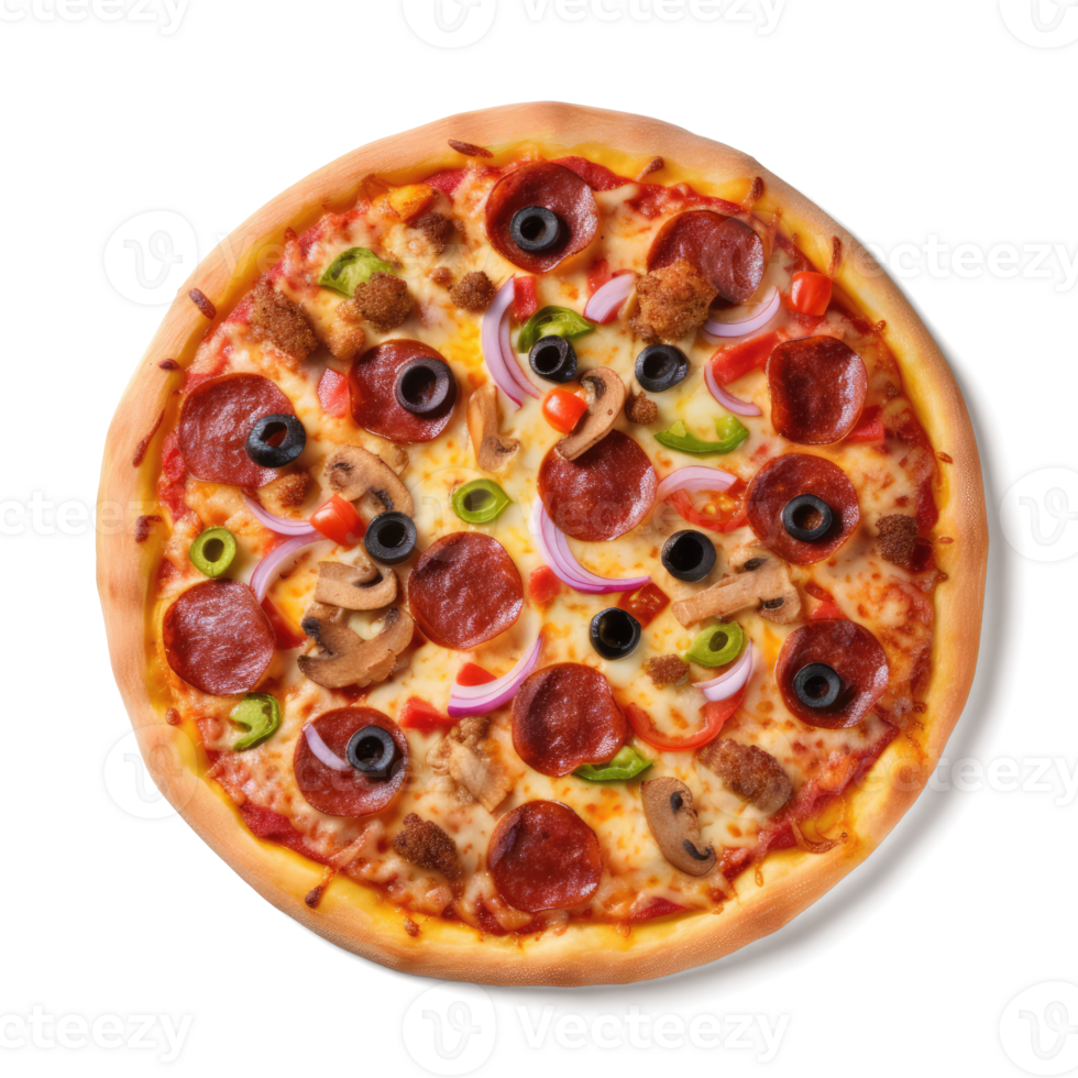 agréable composition la photographie de Pizza sur une transparent Contexte - génératif ai png