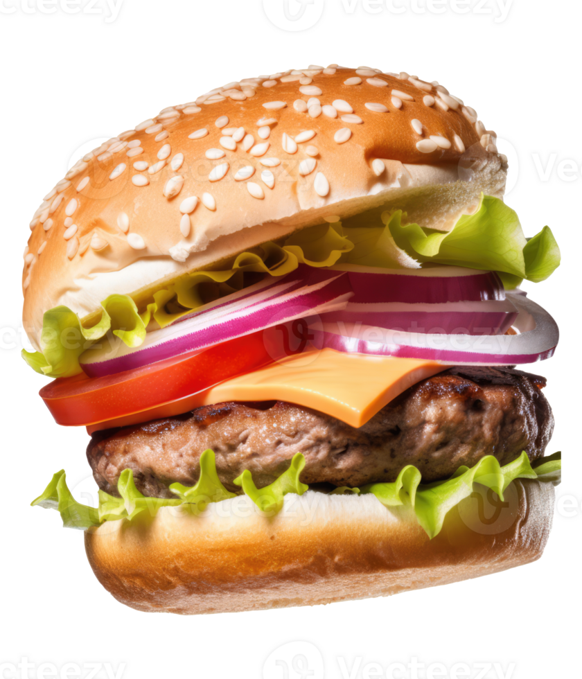 Flying Burger on a Transparent Background png