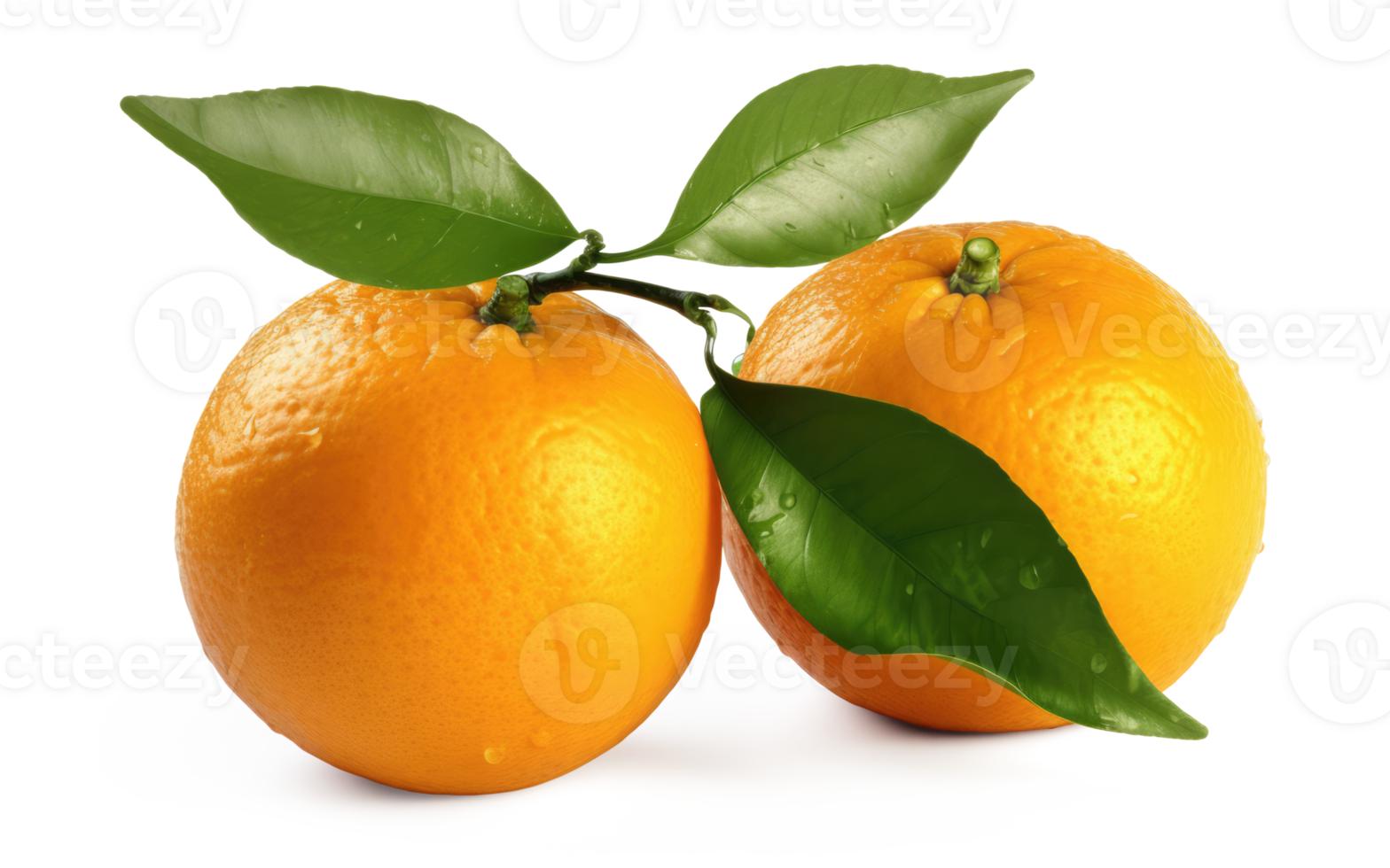 orange frukt med löv transparent bakgrund generativ ai png