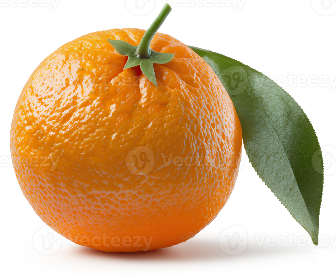 orange frukt med löv transparent bakgrund generativ ai png