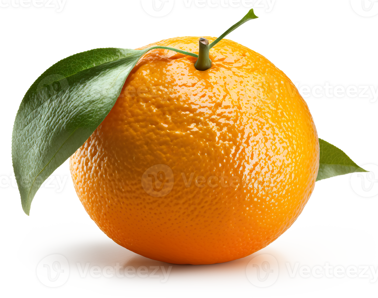 orange frukt med löv transparent bakgrund generativ ai png