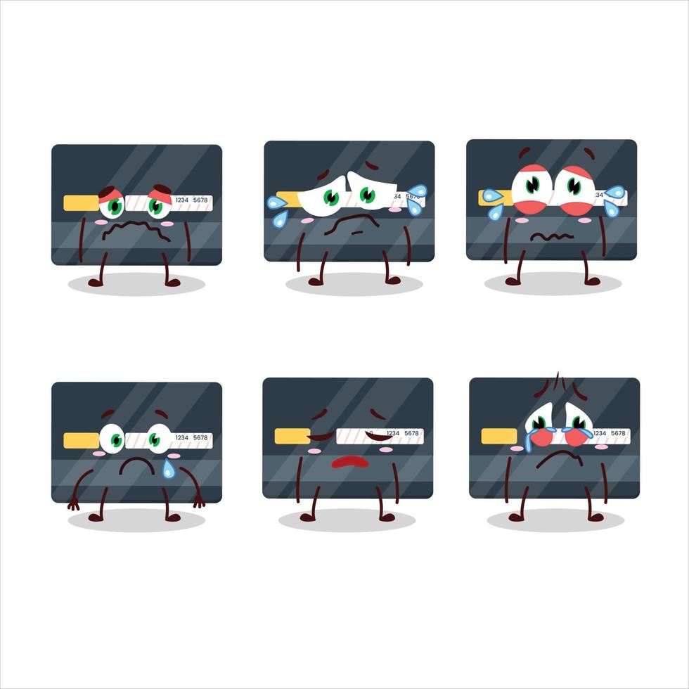 Credit card cartoon character with sad expression vector