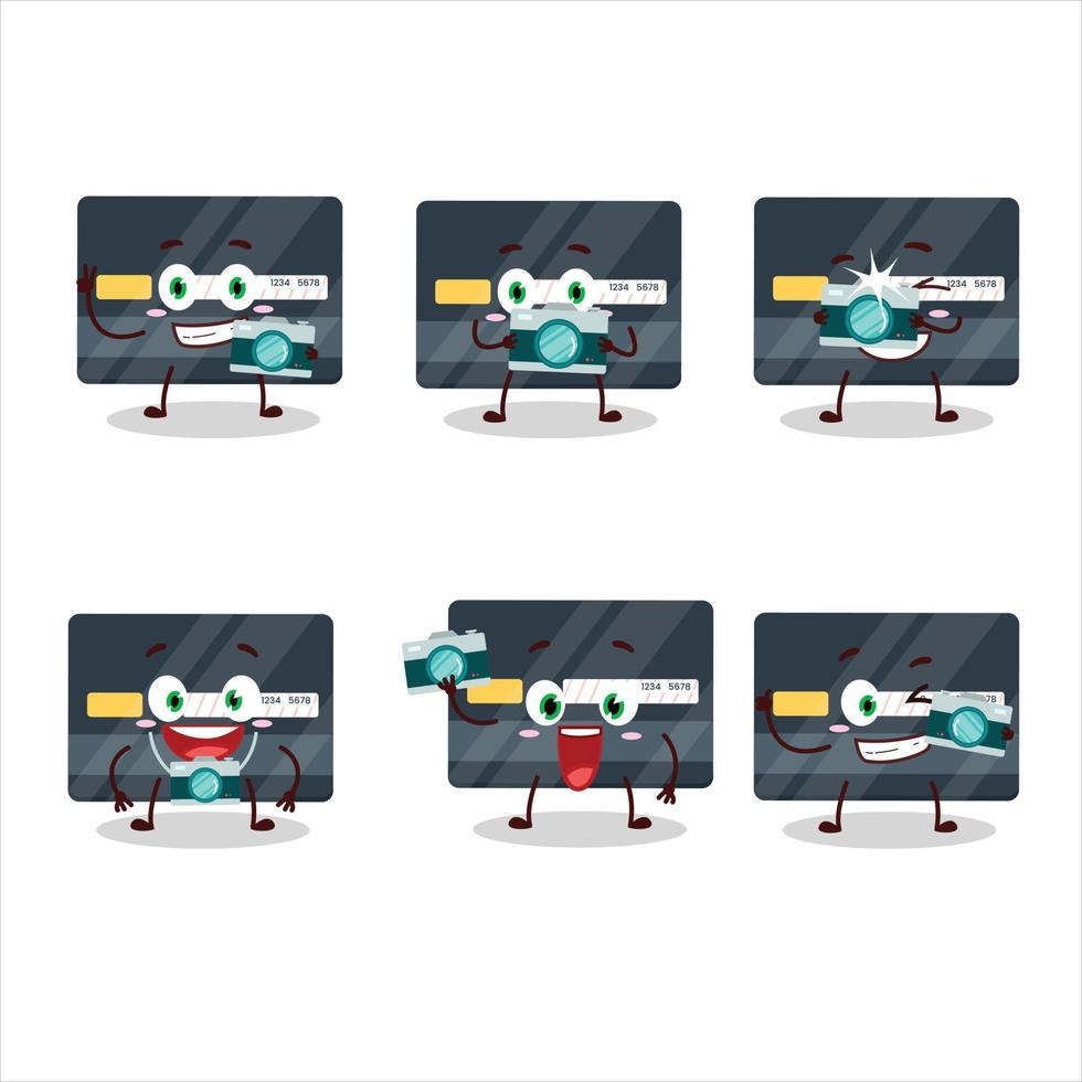Photographer profession emoticon with credit card cartoon character vector