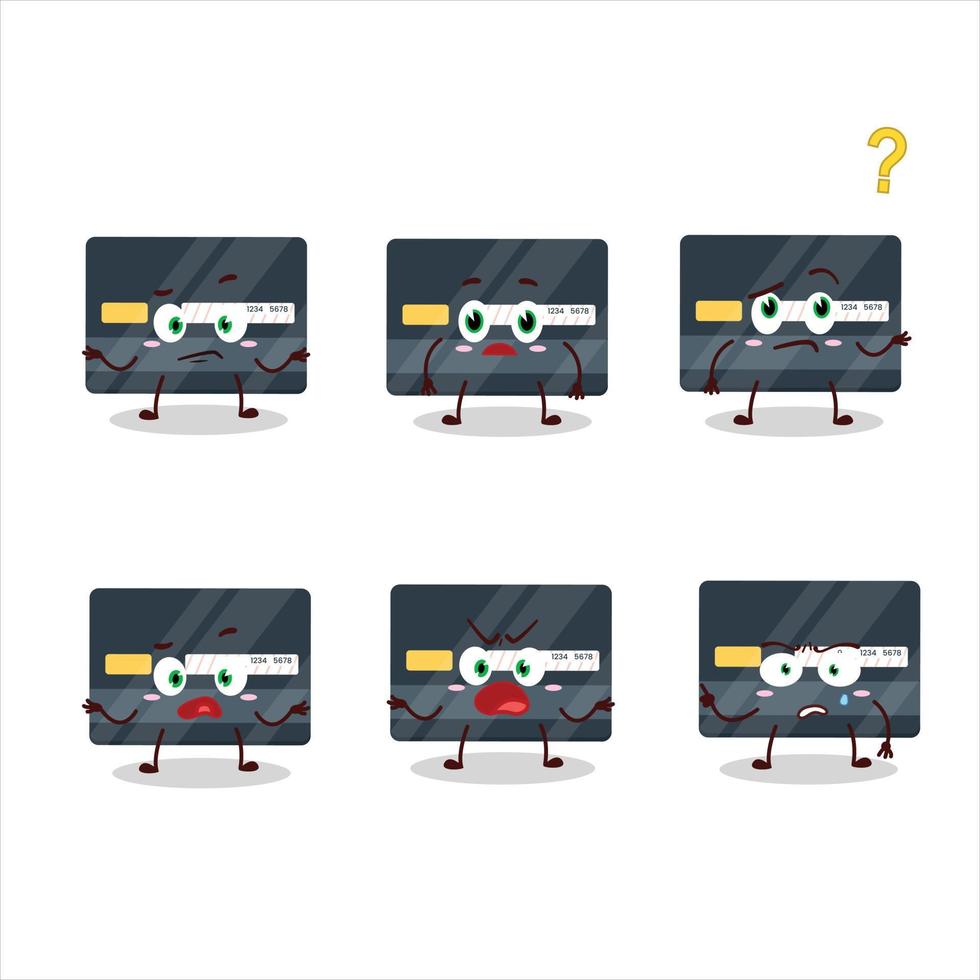 Cartoon character of credit card with what expression vector