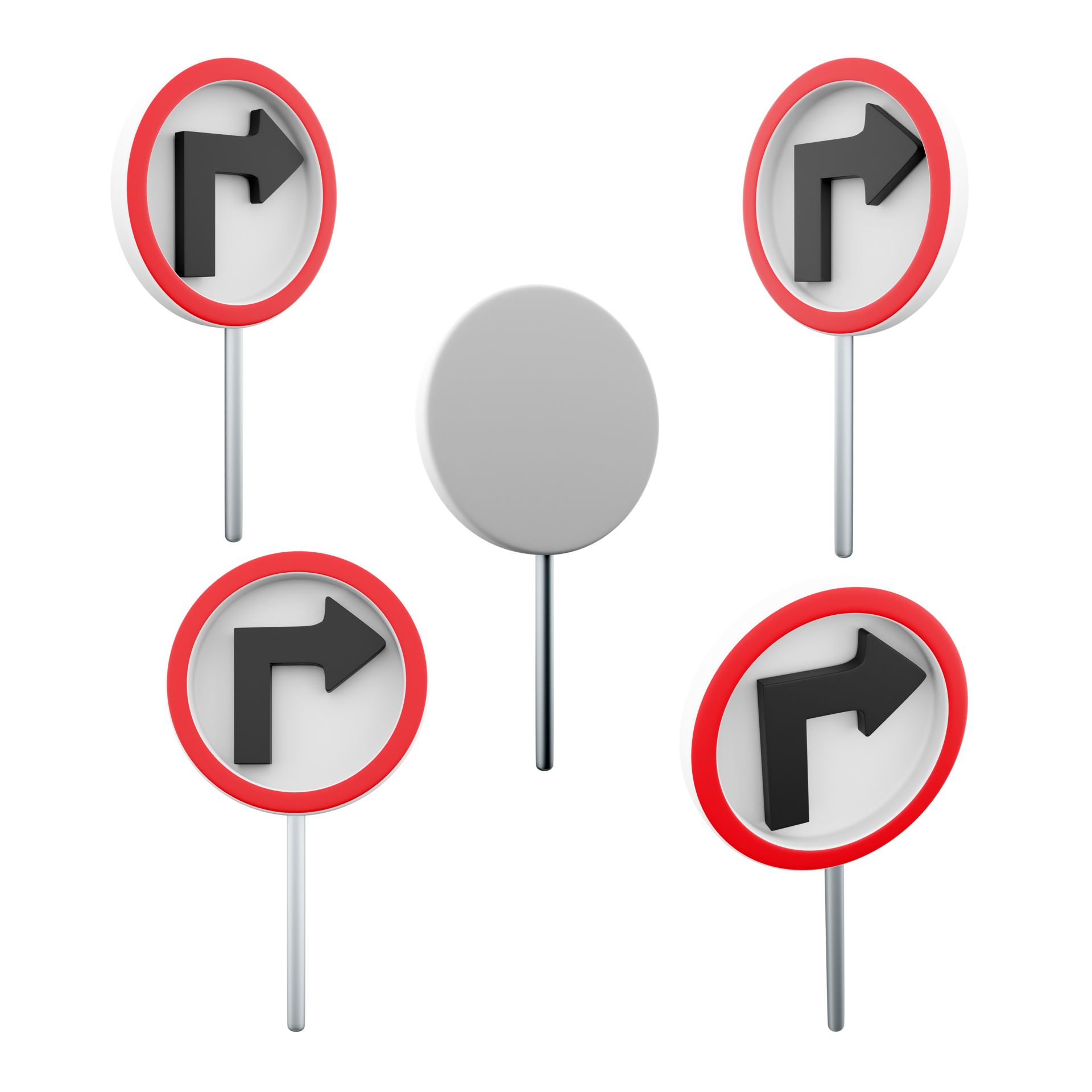 3d Rendering Turn Right Road Sign Different Positions Icon Set 3d 3d-rendering-turn-right-road-sign-different-positions-icon-set-3d