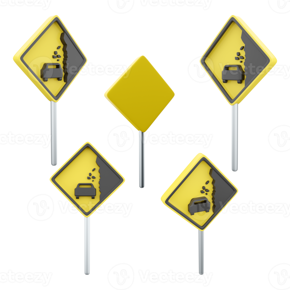 3d rendering No overtaking road sign different positions icon set. 3d render road sign concept icon set. No overtaking. png