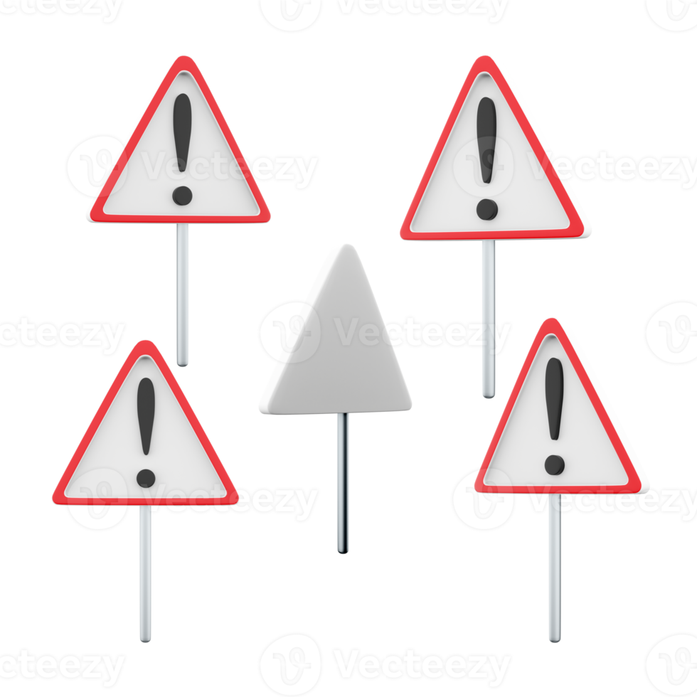 3d representación otro riesgos la carretera firmar diferente posiciones icono colocar. 3d hacer la carretera firmar concepto icono colocar. otro peligros. png