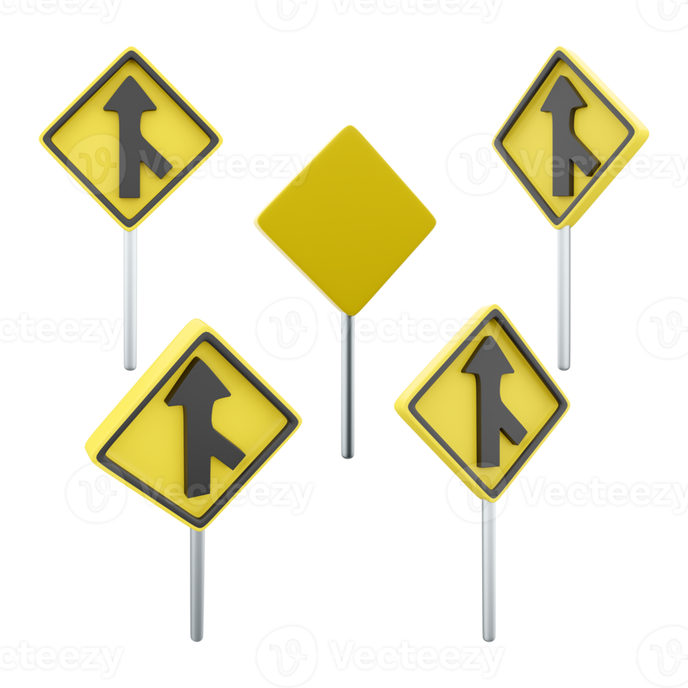 3d le rendu mineur route jonction route signe différent postes icône ensemble. 3d rendre route signe concept icône ensemble. png