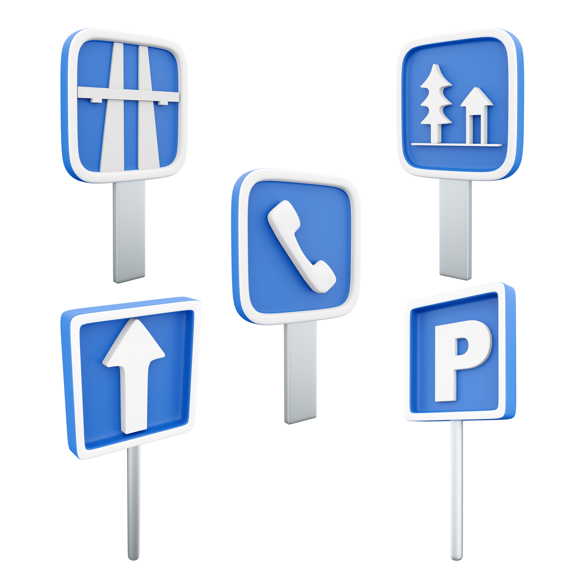 3d rendering one way, motorway, resting place, telephone, parking place