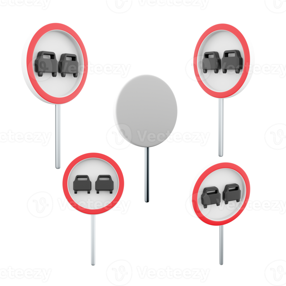 3d Rendern Nein Überholen Straße Zeichen anders Positionen Symbol Satz. 3d machen Straße Zeichen Konzept Symbol Satz. Nein überholen. png