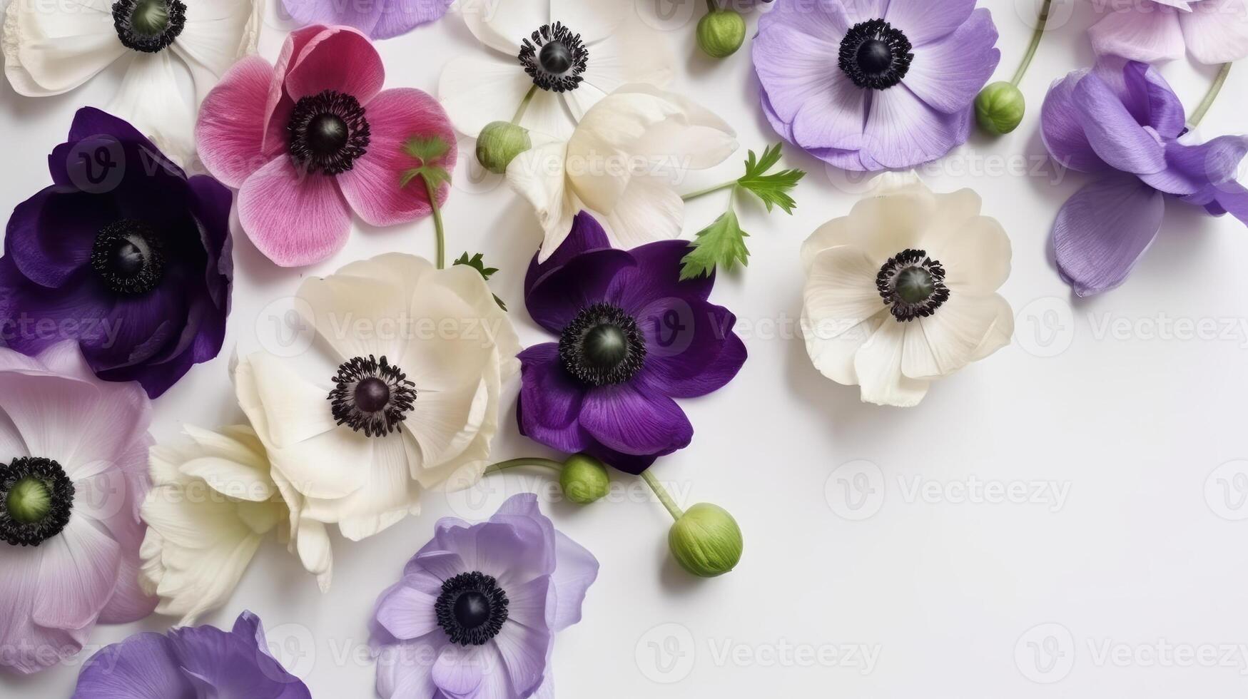 Flower composition. Red poppy flowers on white marble background. Flat lay. Top view. Wedding background. Festive concept. .Created with photo