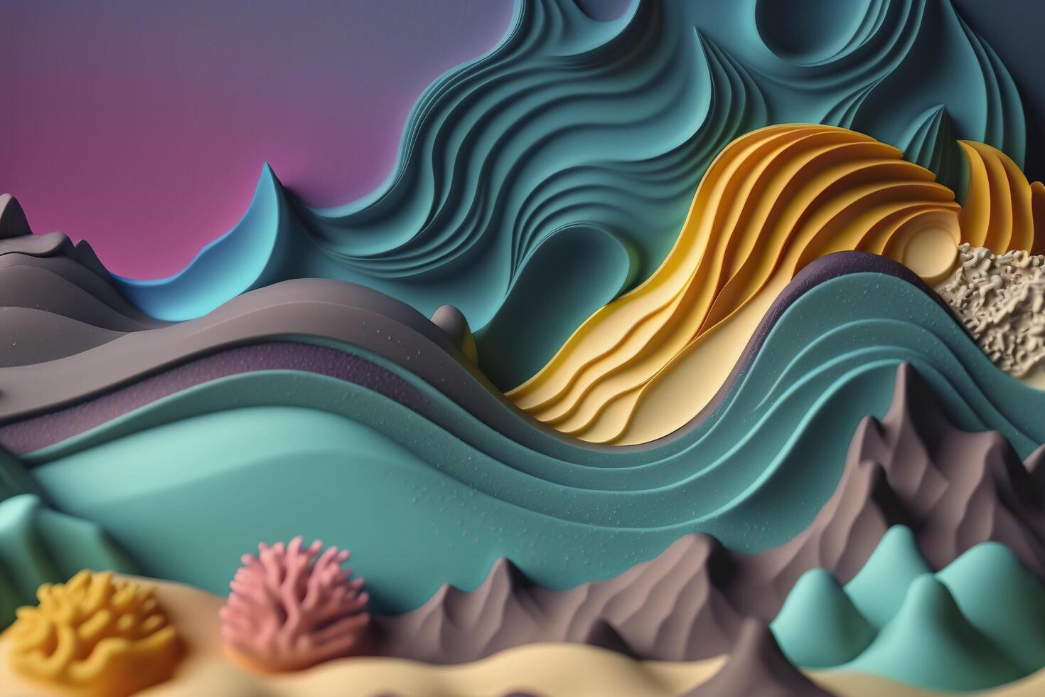 3d waves abstract background. . photo