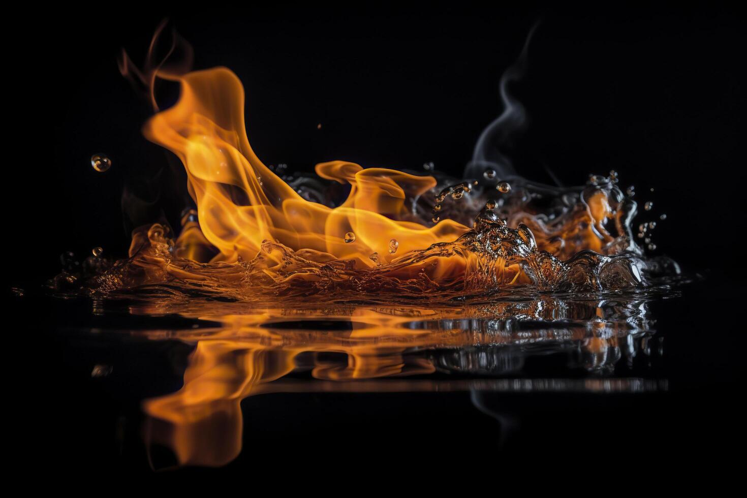 Fire on the black background. . photo