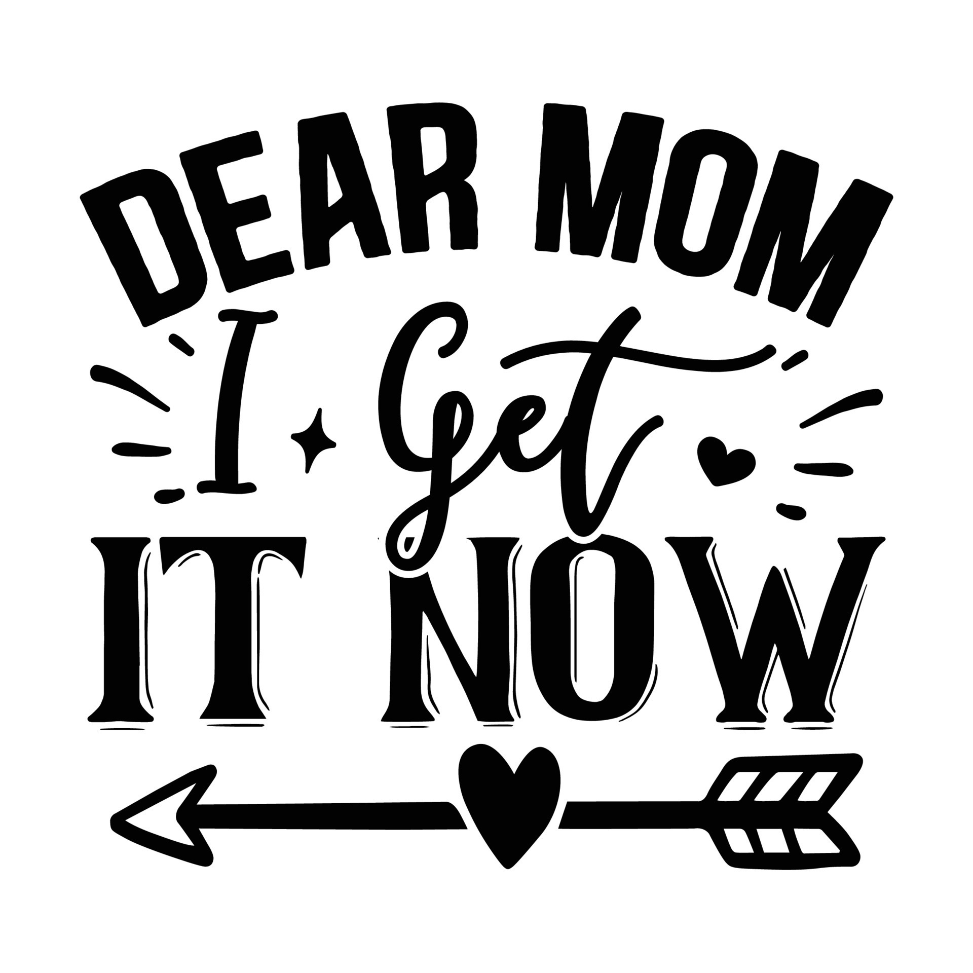 Dear mom i get it now, Mother's day t shirt print template, typography design for mom mommy mama
