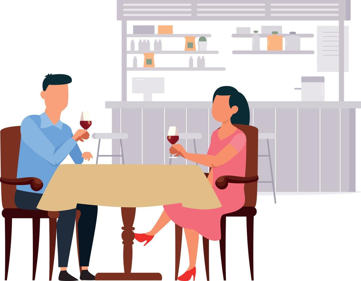 The couple is drinking. vector