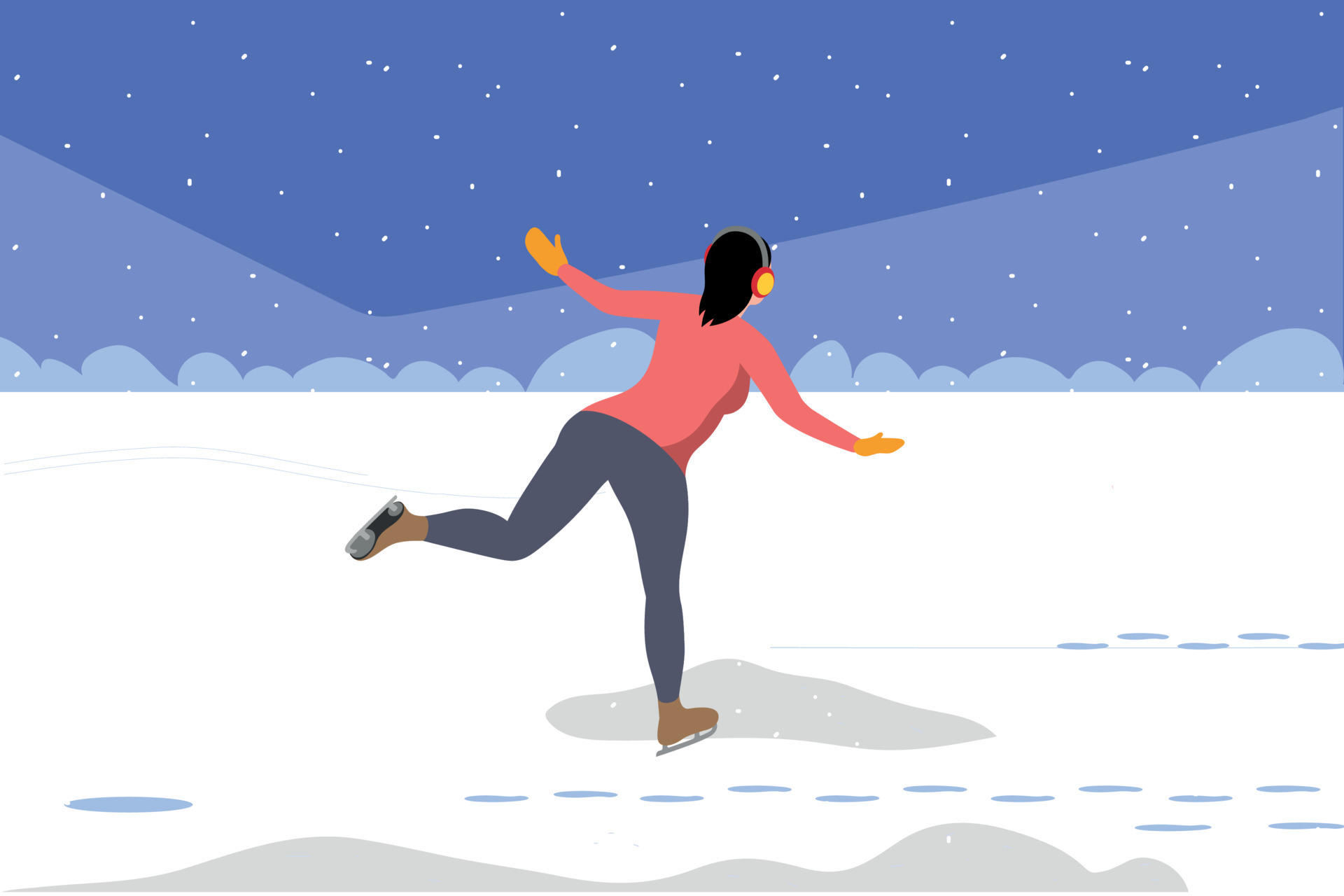 The girl is ice skating. 22788213 Vector Art at Vecteezy