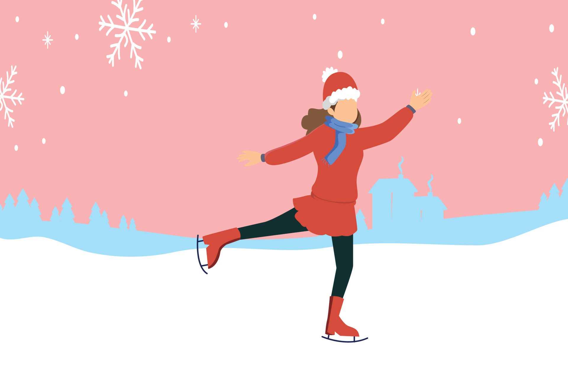 The girl is ice skating. 22788241 Vector Art at Vecteezy