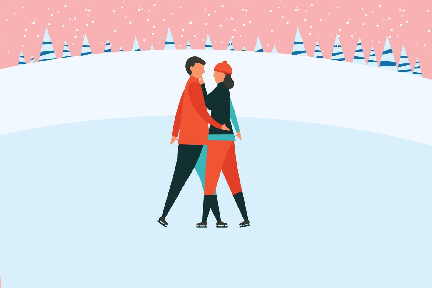 un Pareja es hielo Patinaje. vector