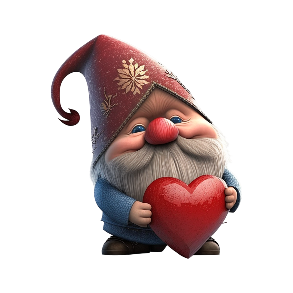 valentines journée gnome en portant l'amour rouge cœur png