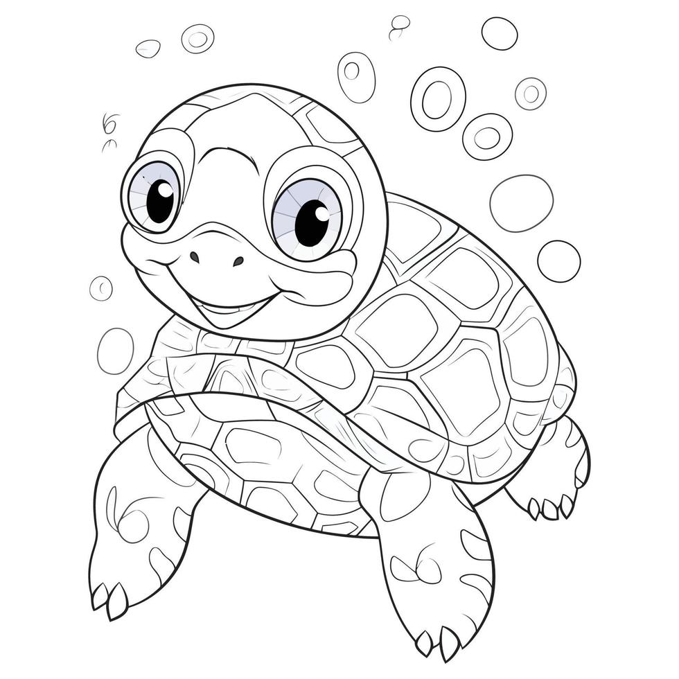 hermosa linda Tortuga colorante paginas vector