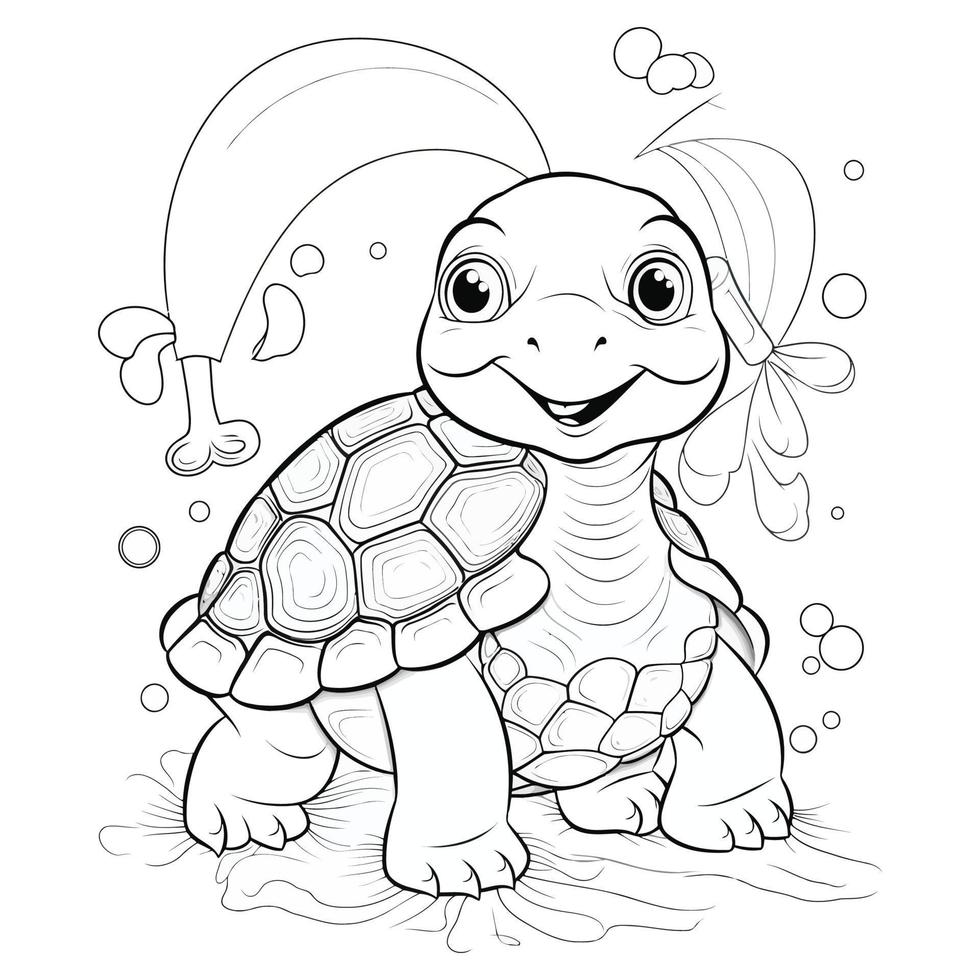 Beautiful Cute Turtle Coloring Pages vector