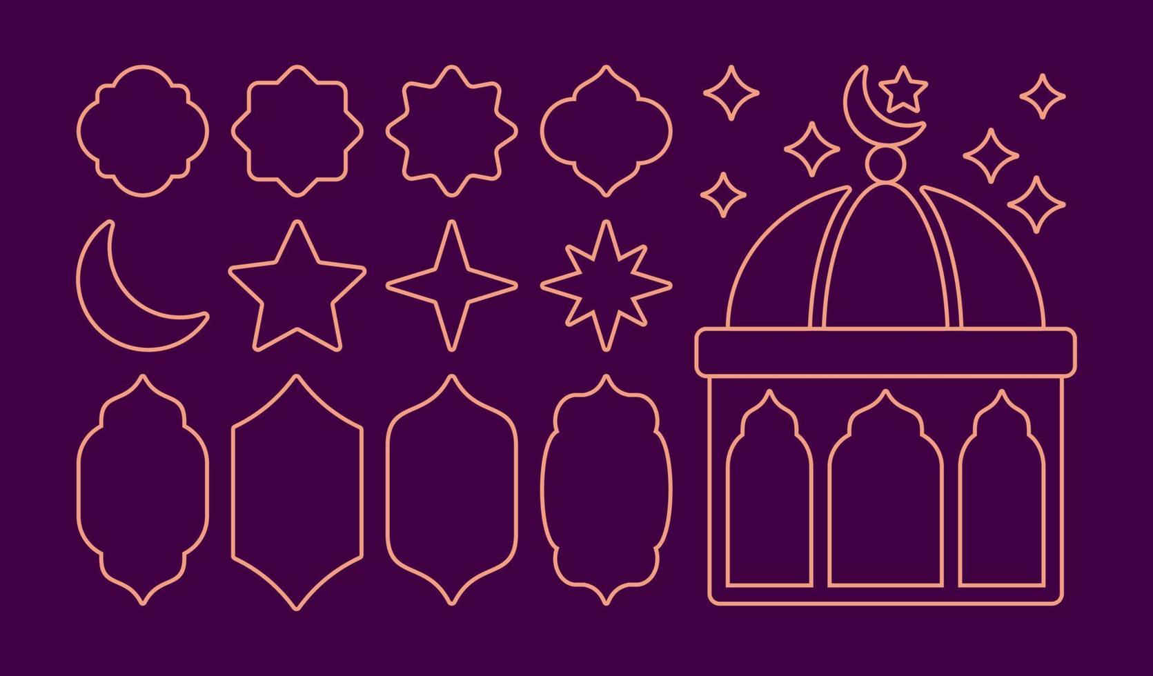Ramadan and Islamic themed border frames vector