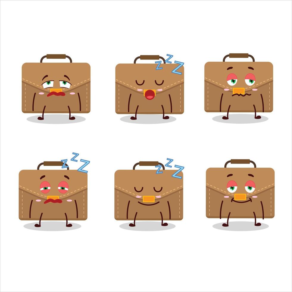 Cartoon character of brown suitcase with sleepy expression vector