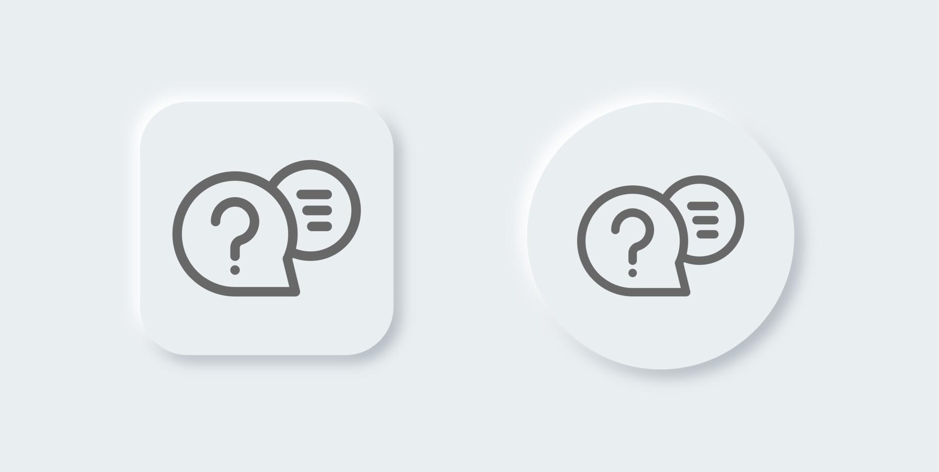 Question line icon in neomorphic design style. Help signs vector illustration.