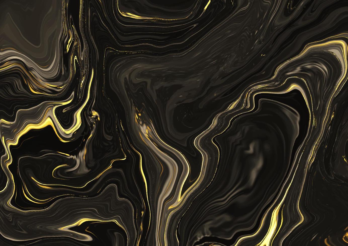 liquid marble design in black and gold vector