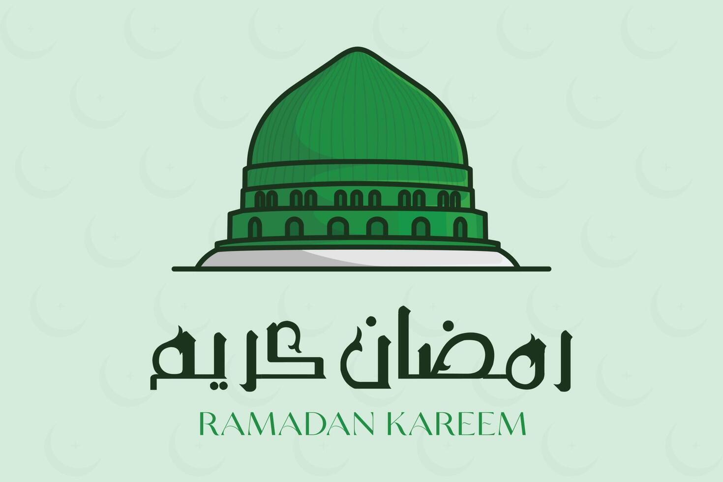 Isalmic Madina Masjid Al Nabawi Mosque vector illustration. Islamic holiday icon concept. Ramadan Kareem Islamic background with Madina Masjid Al Nabawi vector design. Ramadan Kareem vector design.