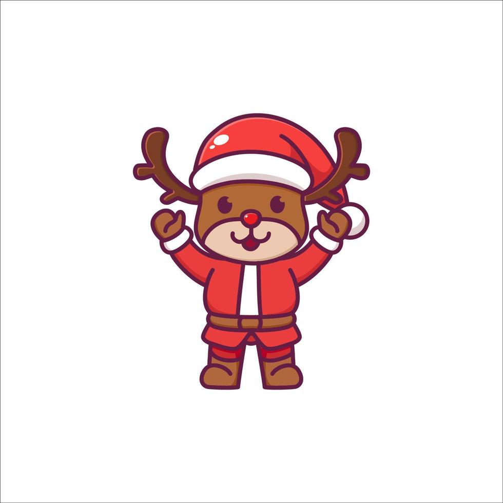 Cute Reindeer Celebrating Christmas vector