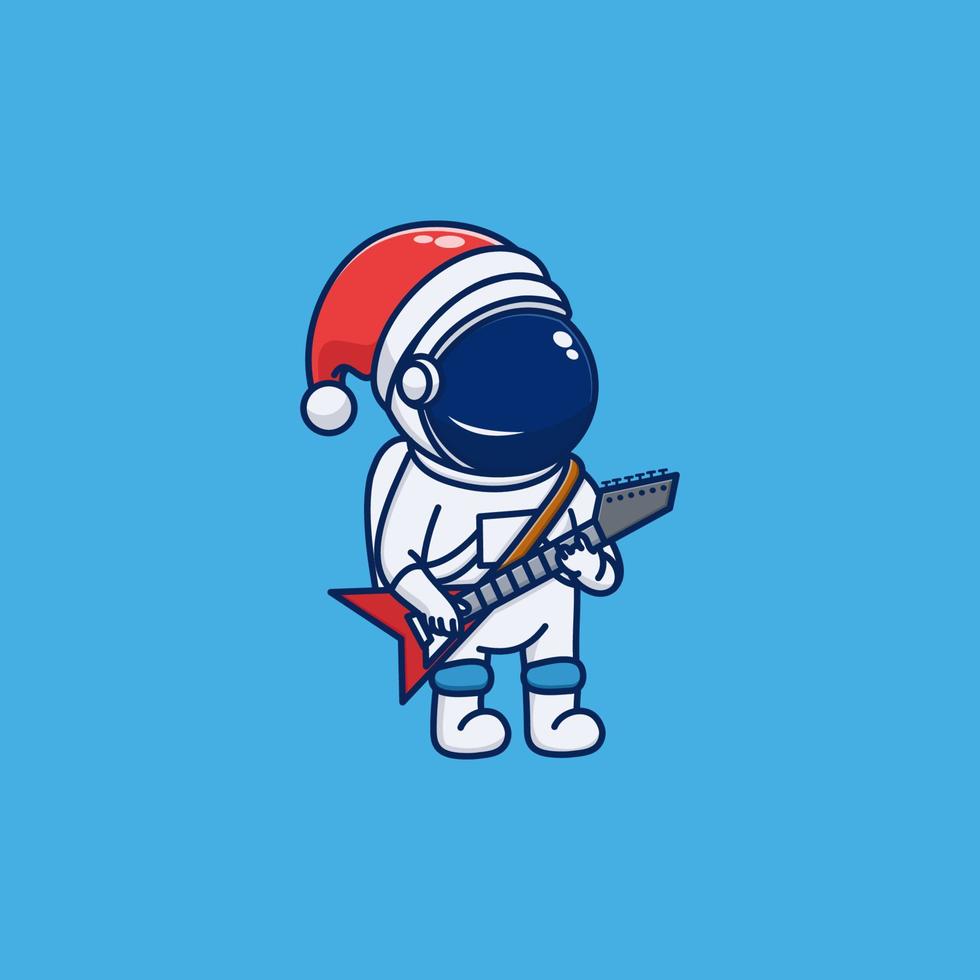 Vector of Astronaut Playing Guitar and Celebrating Christmas
