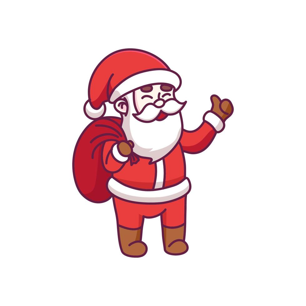 Vector Illustration of Santa Claus Carrying a Sack of Gifts