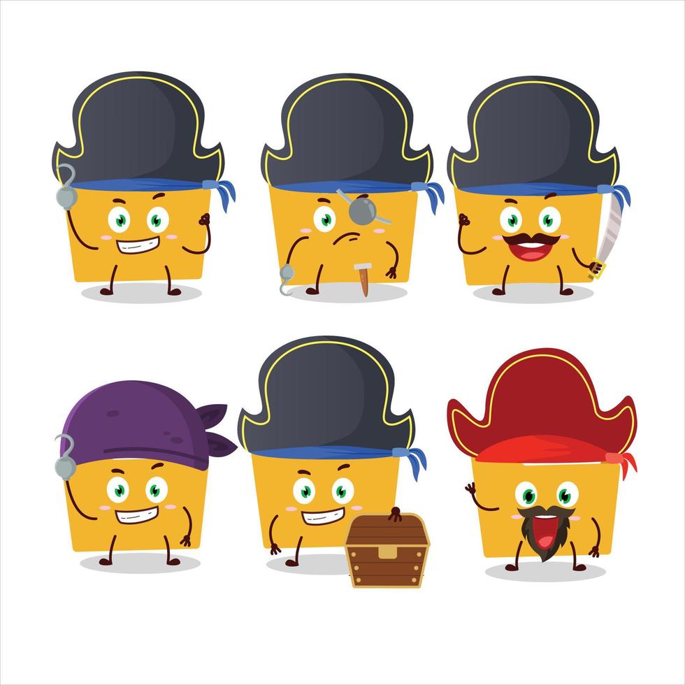 Cartoon character of file folder a with various pirates emoticons vector