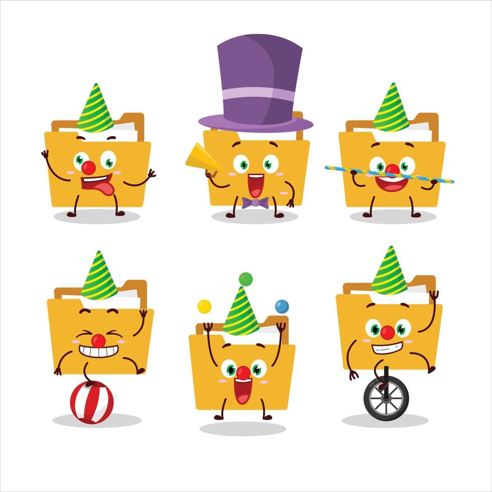 Cartoon character of file folder a with various circus shows vector