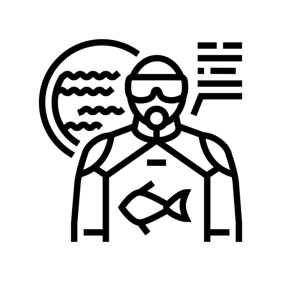 marine biologist worker line icon vector illustration