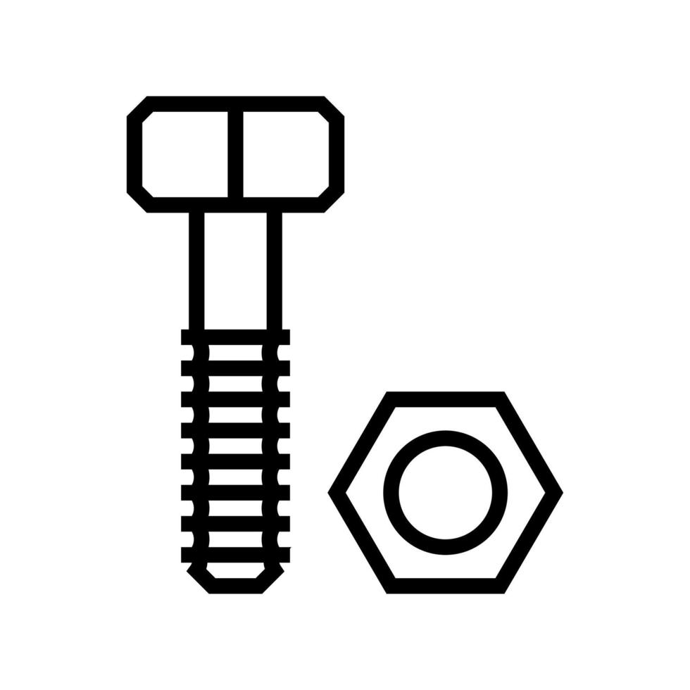 nut and bolt tool work line icon vector illustration