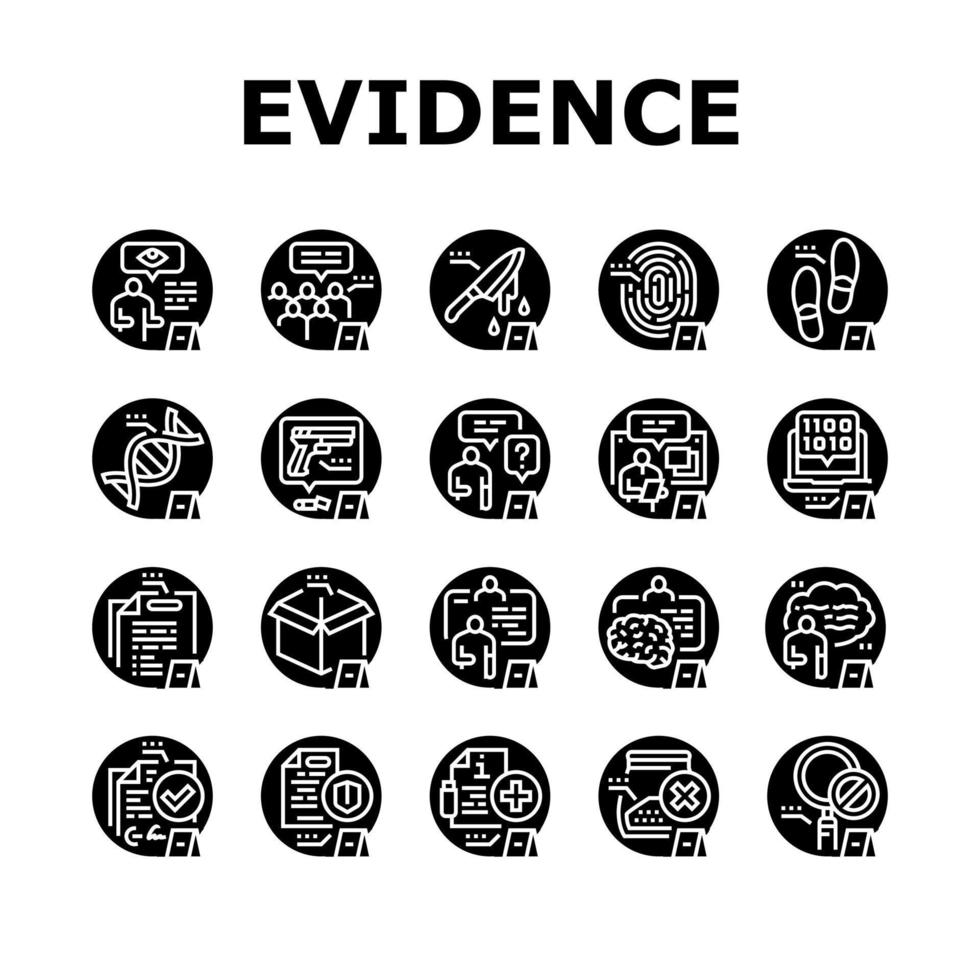 evidence crime police scene board icons set vector