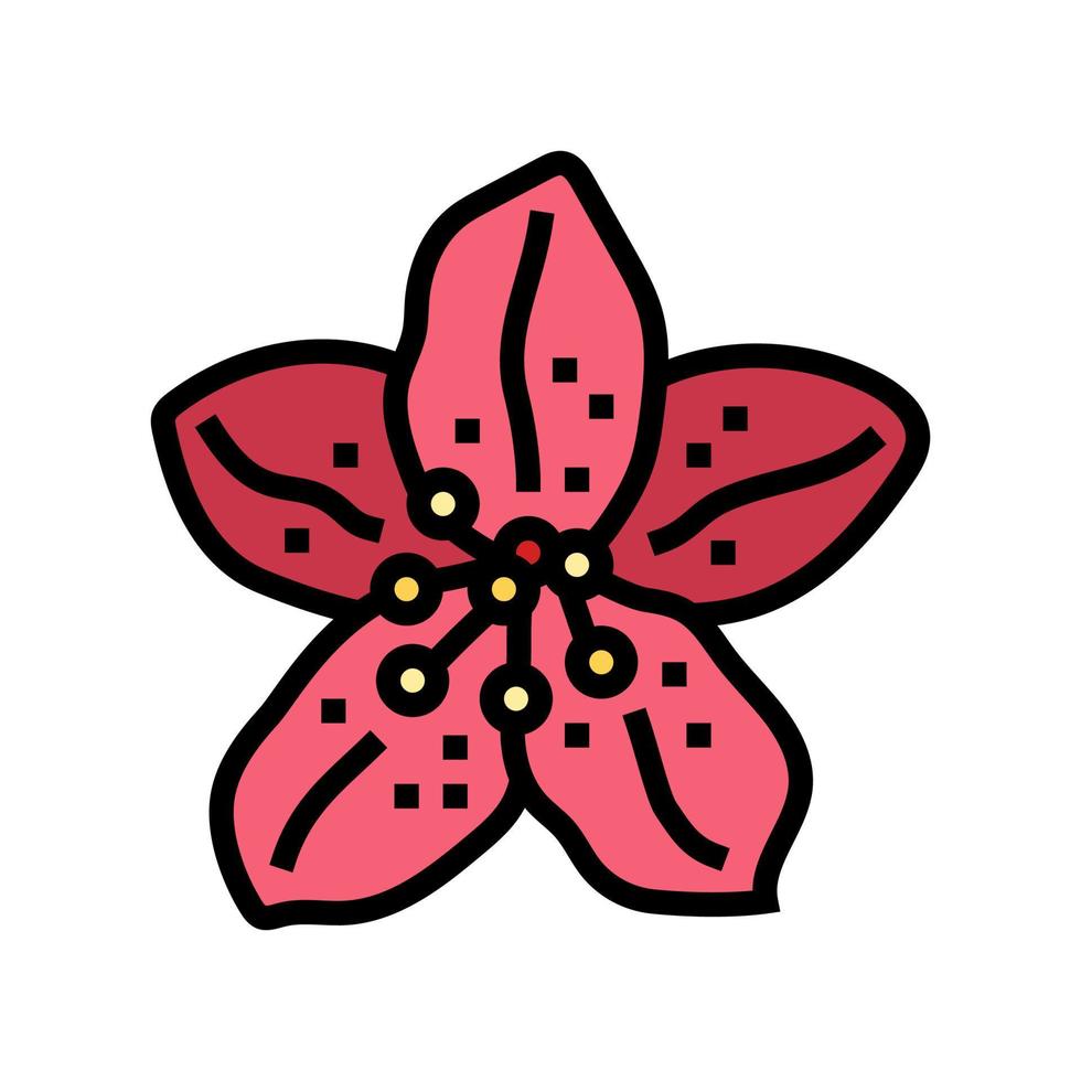 rododendro flor primavera color icono vector ilustración
