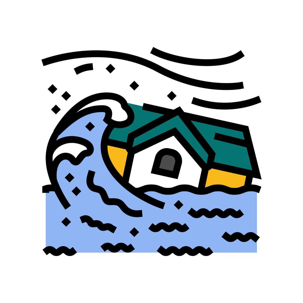 storm flood disaster color icon vector illustration