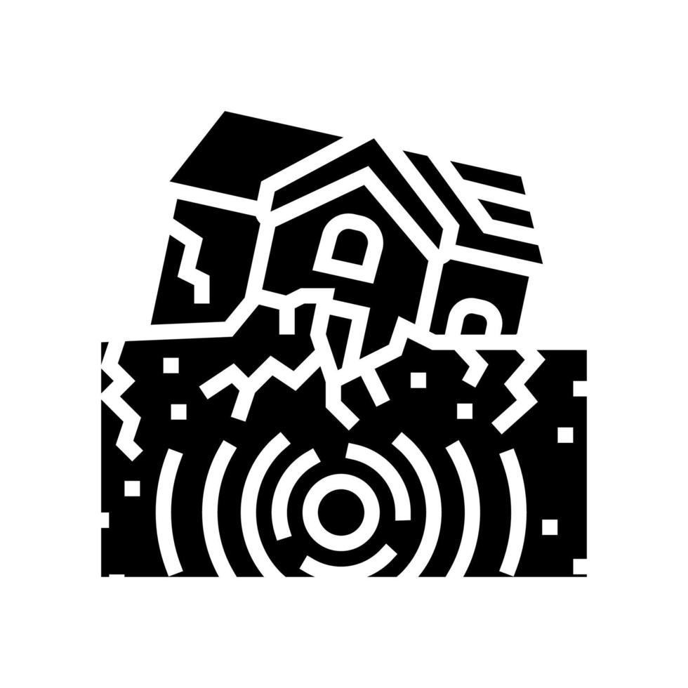 casa terremoto destruido glifo icono vector ilustración