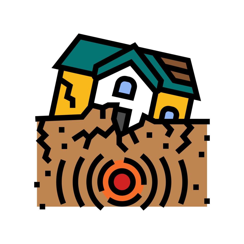 casa terremoto destruido color icono vector ilustración