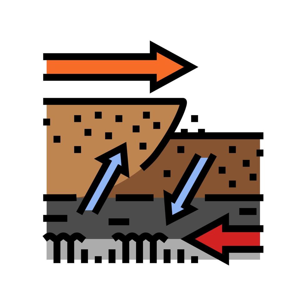 compresión empuje terremoto color icono vector ilustración