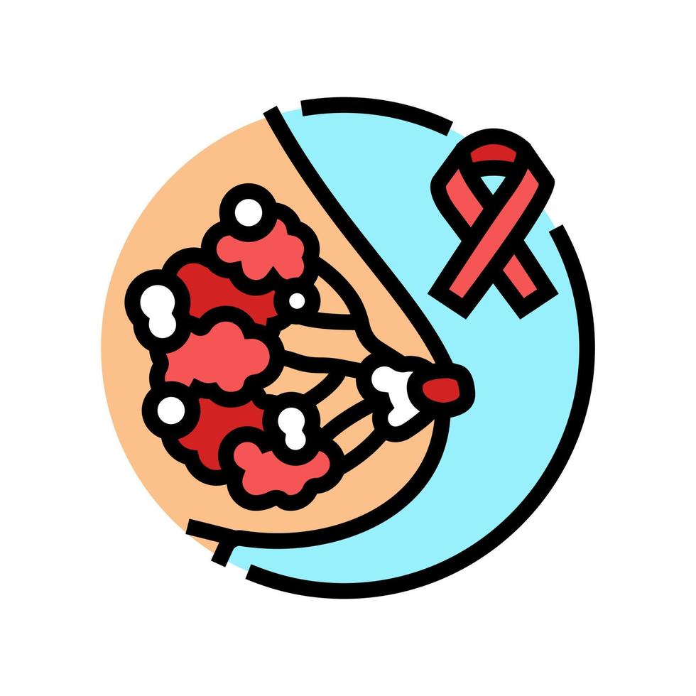 mezclado tumores pecho cáncer color icono vector ilustración