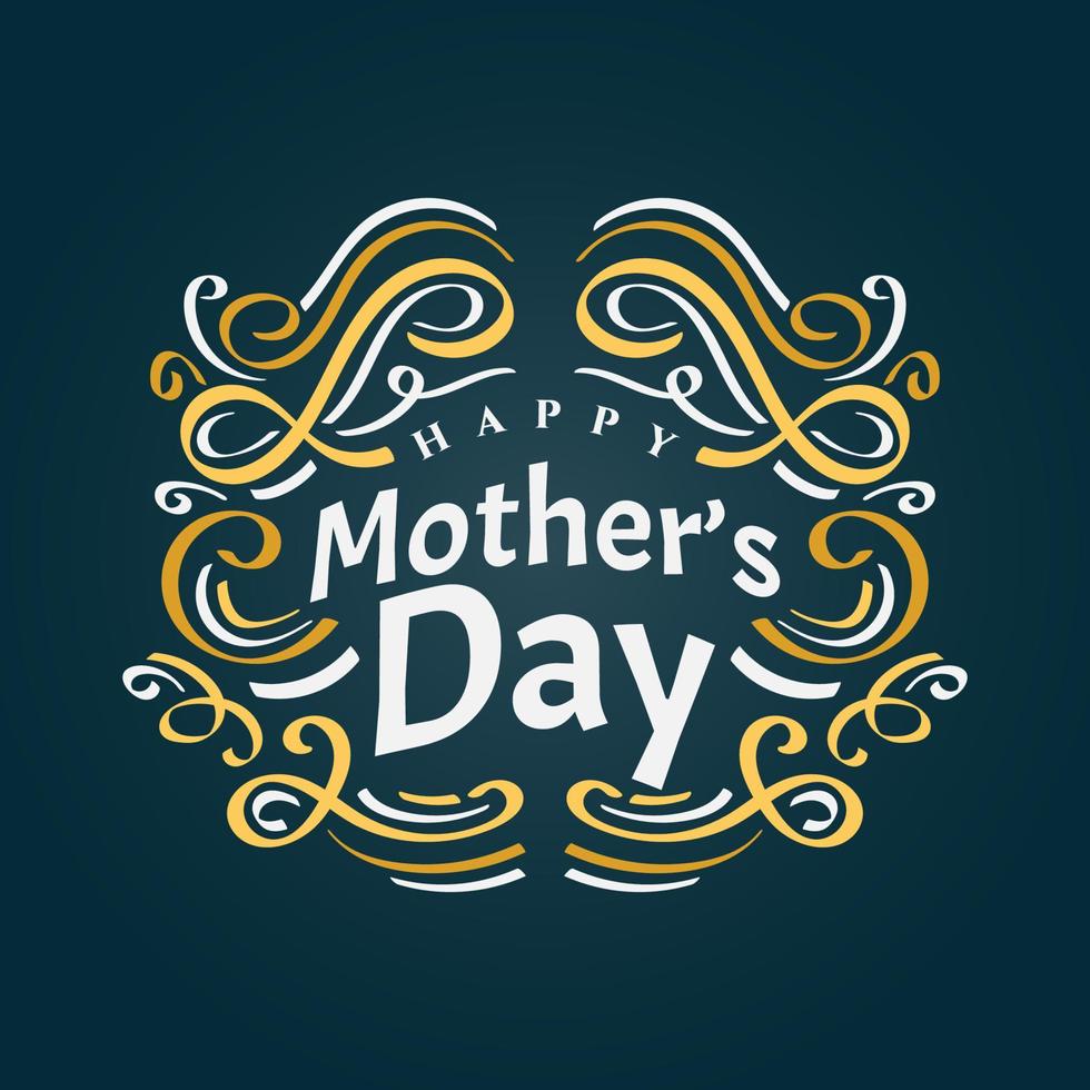 Happy Mother's Day Lettering with White and Yellow Combination Color. Can be Used for Greeting Card, Poster, Banner, or T Shirt Design vector