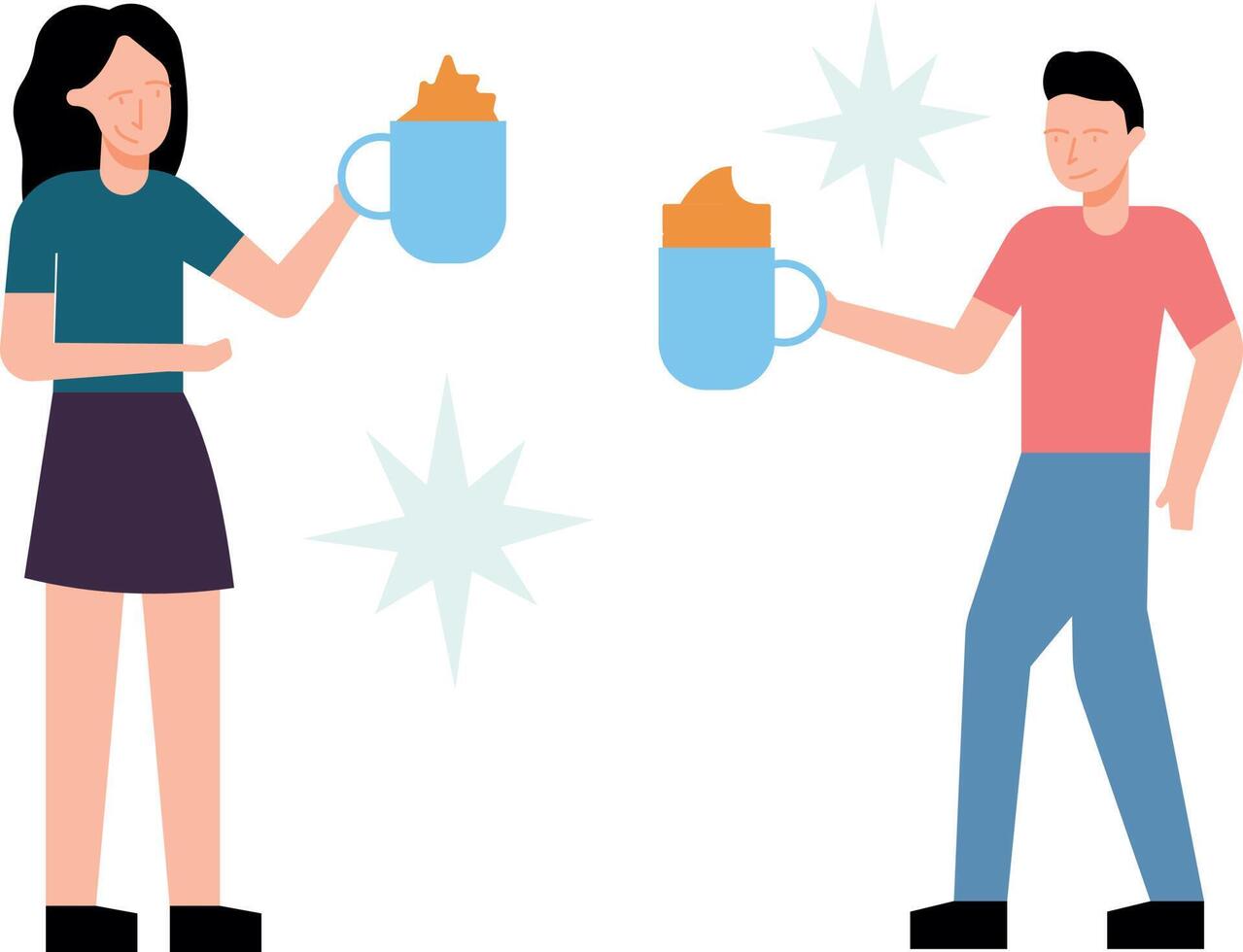 Boy and girl toasting smoothies. vector