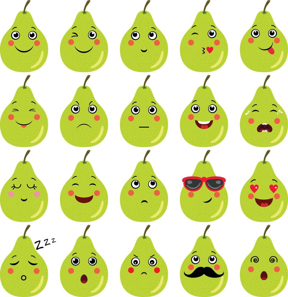 Set of a green pear with different expressions 22790432 Vector Art at