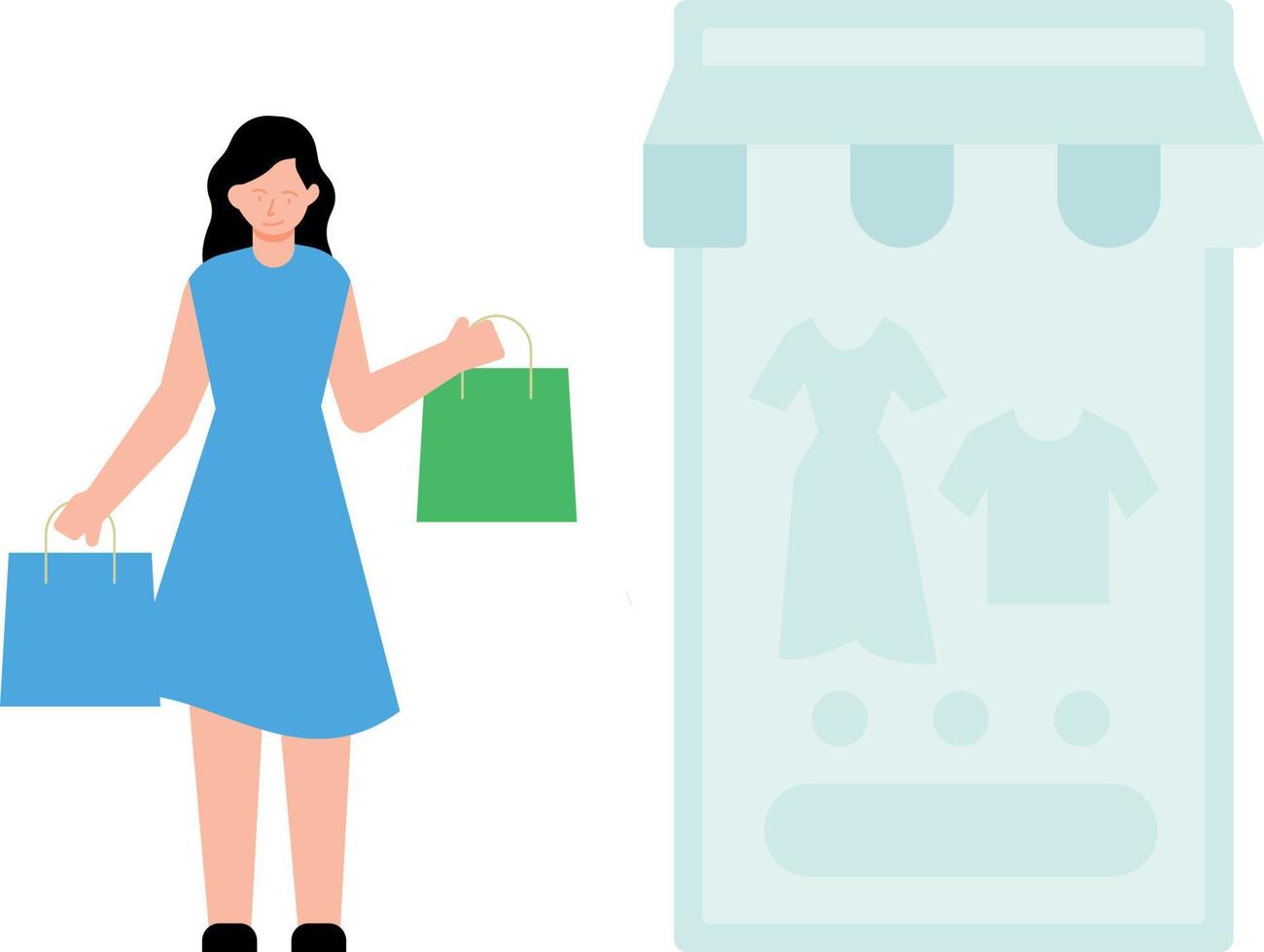 The girl is shopping online. vector