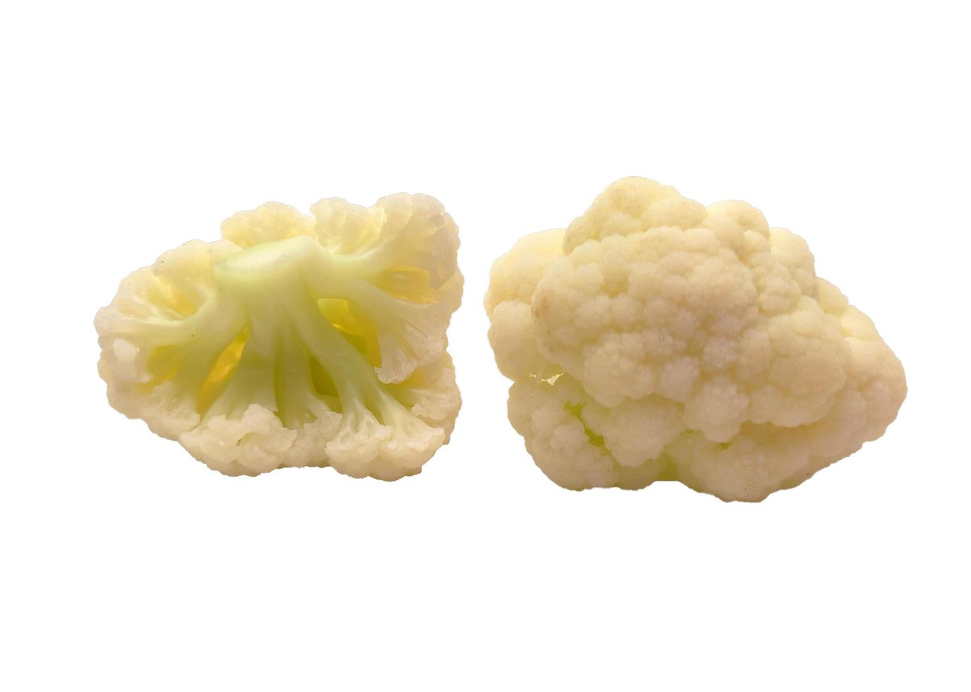 cauliflower pieces isolated in white background photo